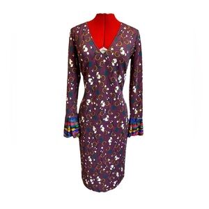 Roberto Cavalli Women’s Dress Printed Scuba Flared Cuffs Sz 6 Just Cavalli